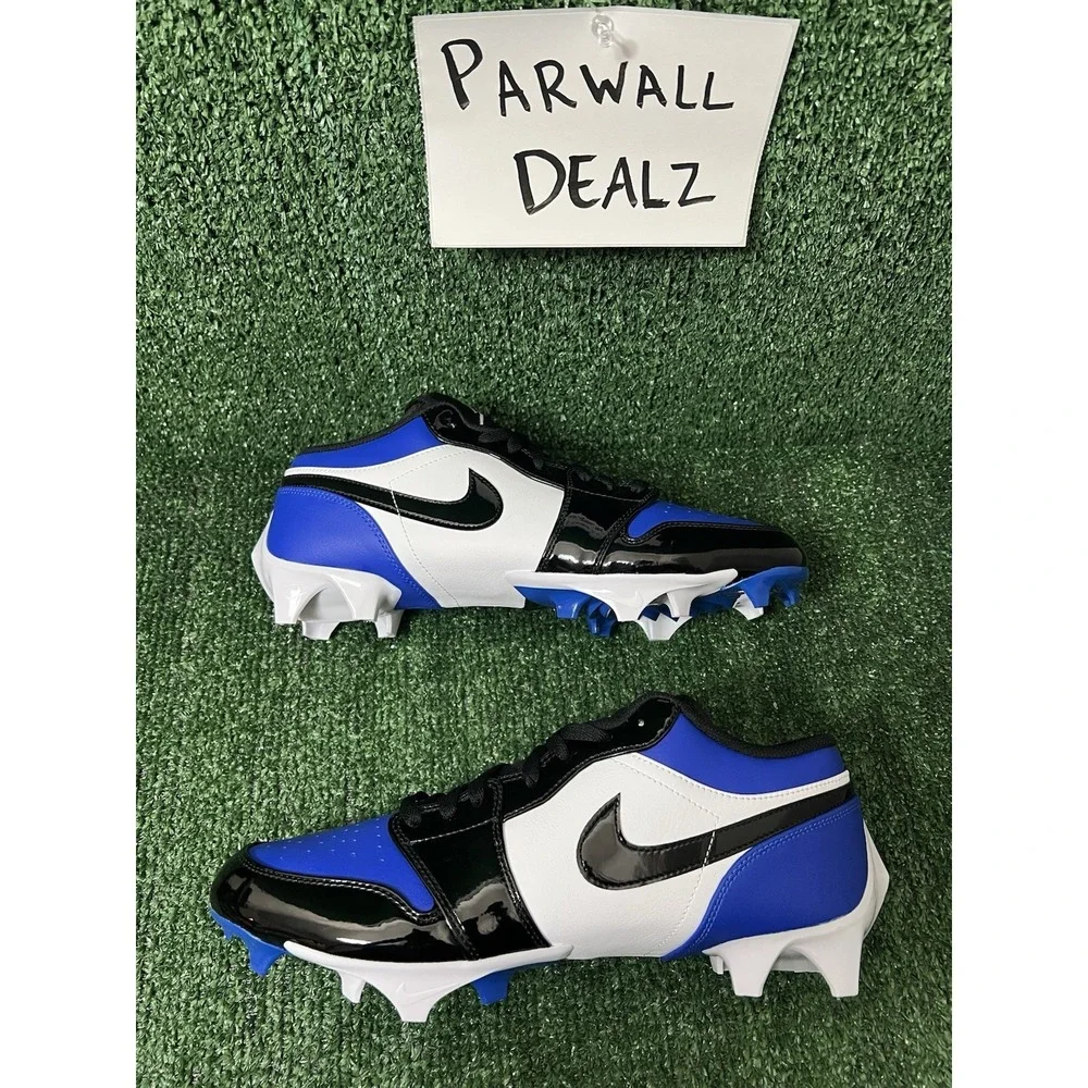 Nike Air Jordan 1 Low TD Football Cleats Royal Toe Black Mens Size 13 FJ6245-401